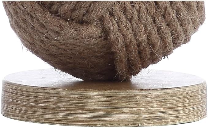 JONATHAN Y 18" Natural Monkey Fist Rope Ball LED Table Lamp, Coastal Nautical Iron and Rope Accent Lamp for Living Room Bedroom, White Linen Shade, LED Bulb
