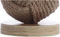JONATHAN Y 18" Natural Monkey Fist Rope Ball LED Table Lamp, Coastal Nautical Iron and Rope Accent Lamp for Living Room Bedroom, White Linen Shade, LED Bulb