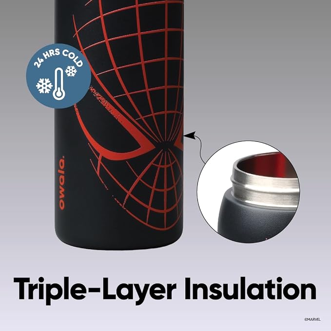 Owala Spiderman FreeSip Insulated Stainless Steel Water Bottle with Straw for Sports, Travel, and School BPA-Free Sports Water Bottle, 32 oz, Night Watch444444444
