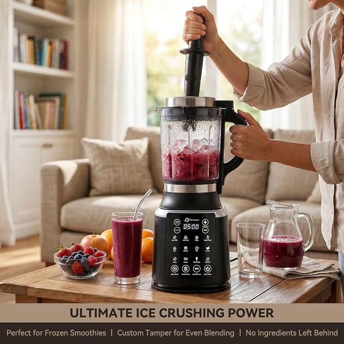 Glass Blenders for Kitchen with Tamper, Blender for Smoothies, Professional Blenders 1500W Motor, 9 Adjustable Speeds, 14 Preset Programs, High-Speed...
