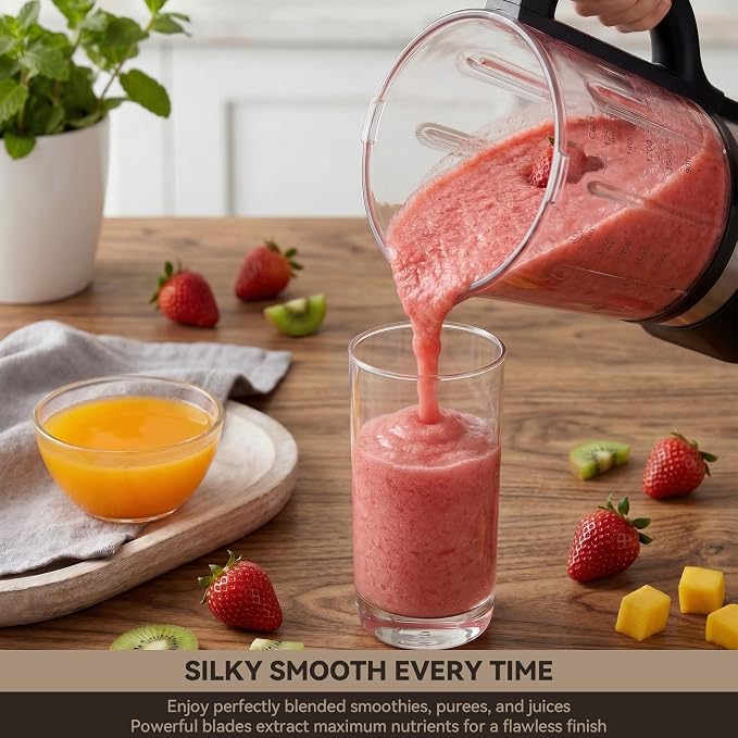 Glass Blenders for Kitchen with Tamper, Blender for Smoothies, Professional Blenders 1500W Motor, 9 Adjustable Speeds, 14 Preset Programs, High-Speed...